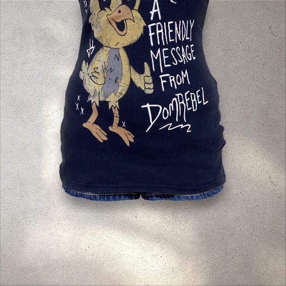 Rare Dom Rebel “I Have Something To Tell You” Chick Black Ribbed Tank Top - Picture 5 of 7